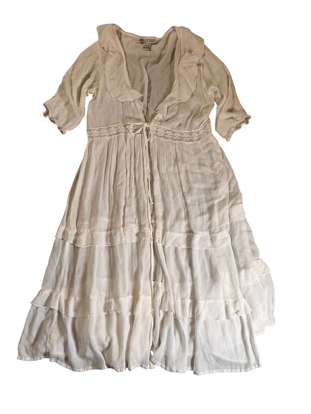 CUTE OPTIONS Lightweight Cream Ruffled Tiered Cover Up. New
Large